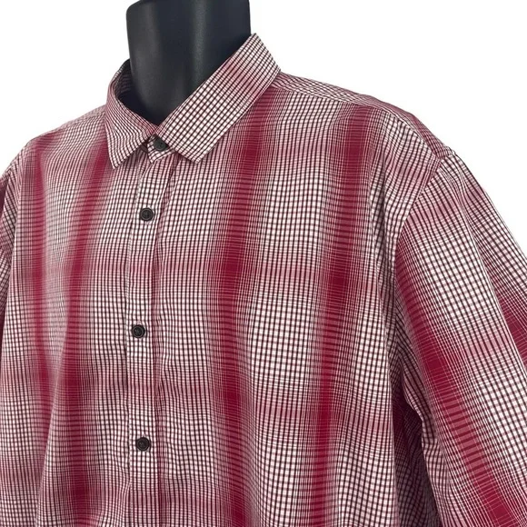 Alfani Mens Short Sleeve Shirt Red White Plaid XXL - Picture 3 of 8